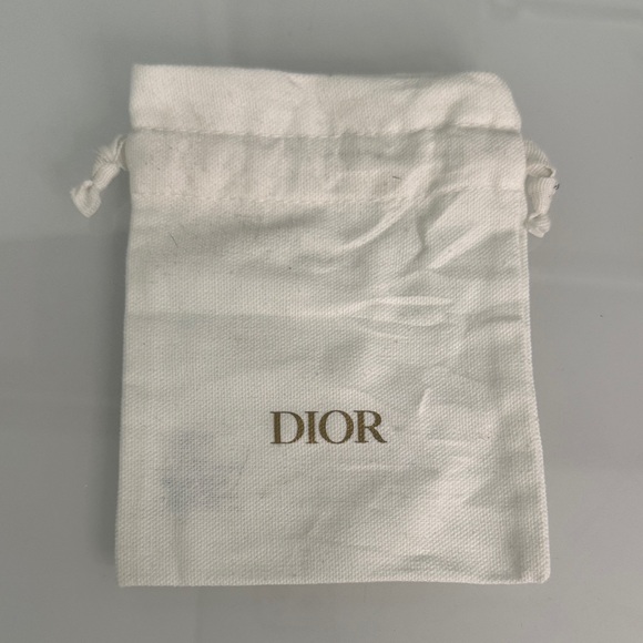 Dior Handbags - Dior White and Gold Logo Drawstring small Pouch